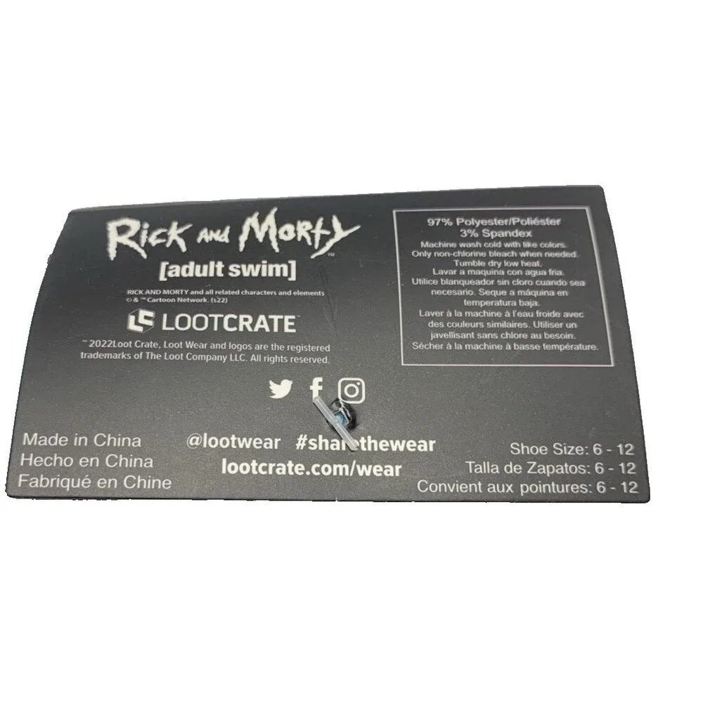 LootWear Unisex Rick and Morty Print Crew Socks Multicolor Shoe Size 6-12
